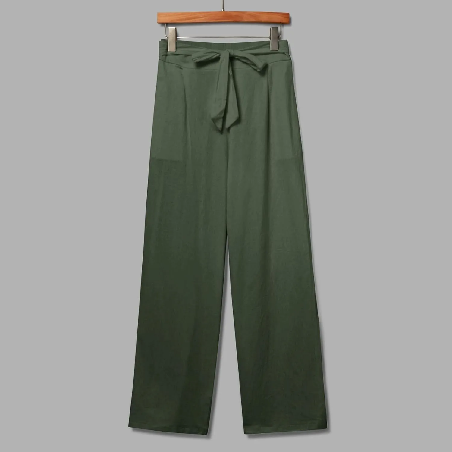 Women's Cotton Linen Summer Casual Loose Palazzo Lounge Pants Elastic Waist Lounge Pants Loose Fit Palazzo
