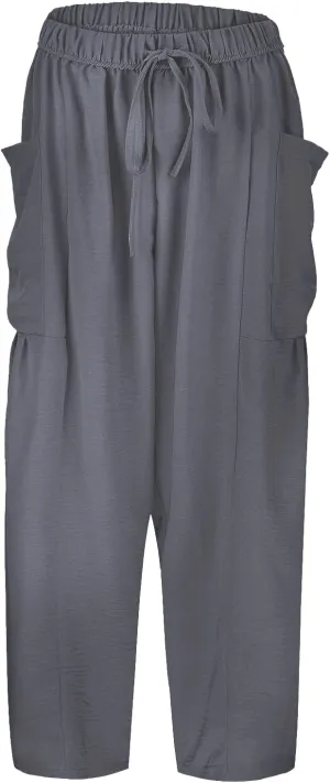Women's Cotton Linen Summer Casual Loose Pants Low Waist Straight Loose Fit Trousers Trendy
