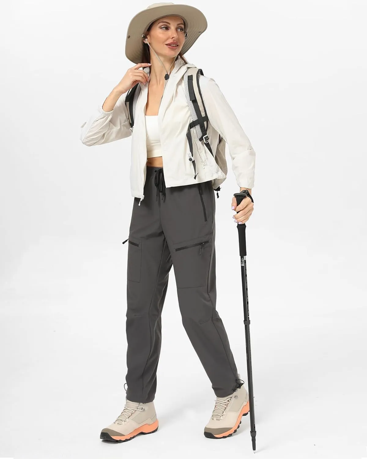 Womens Hiking Pants Quick Dry Tall Insteam 30"/32"/34"/36" Cargo Joggers Lightweight Breathable Pants with 5 Pockets