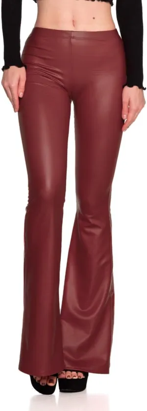 Women's J2 Love Faux Leather Bell Botom Flare Pants