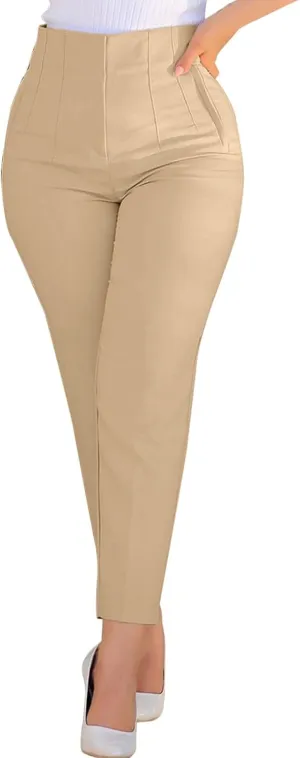 Women's Linen Summer Fashion Palazzo Pants High Waist Stretchy Straight Loose Fit Palazzo Pants Travel