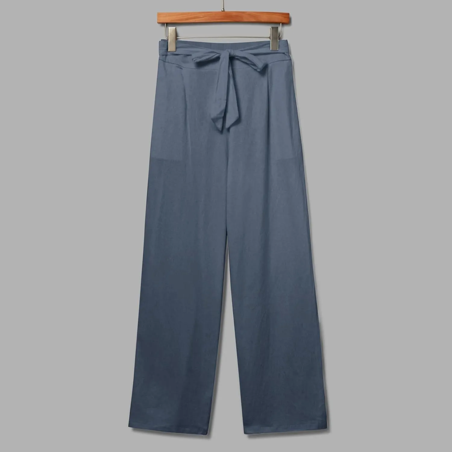 Women's Linen Summer Loose Pants Elastic Waist Long Lounge Slim-Fit Trouser Business Work