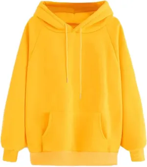 Women's Long Sleeve Fashion Hoodies Casual Oversized Loose Drawstring Pullover Crew Neck Long Sleeve Top with Pockets