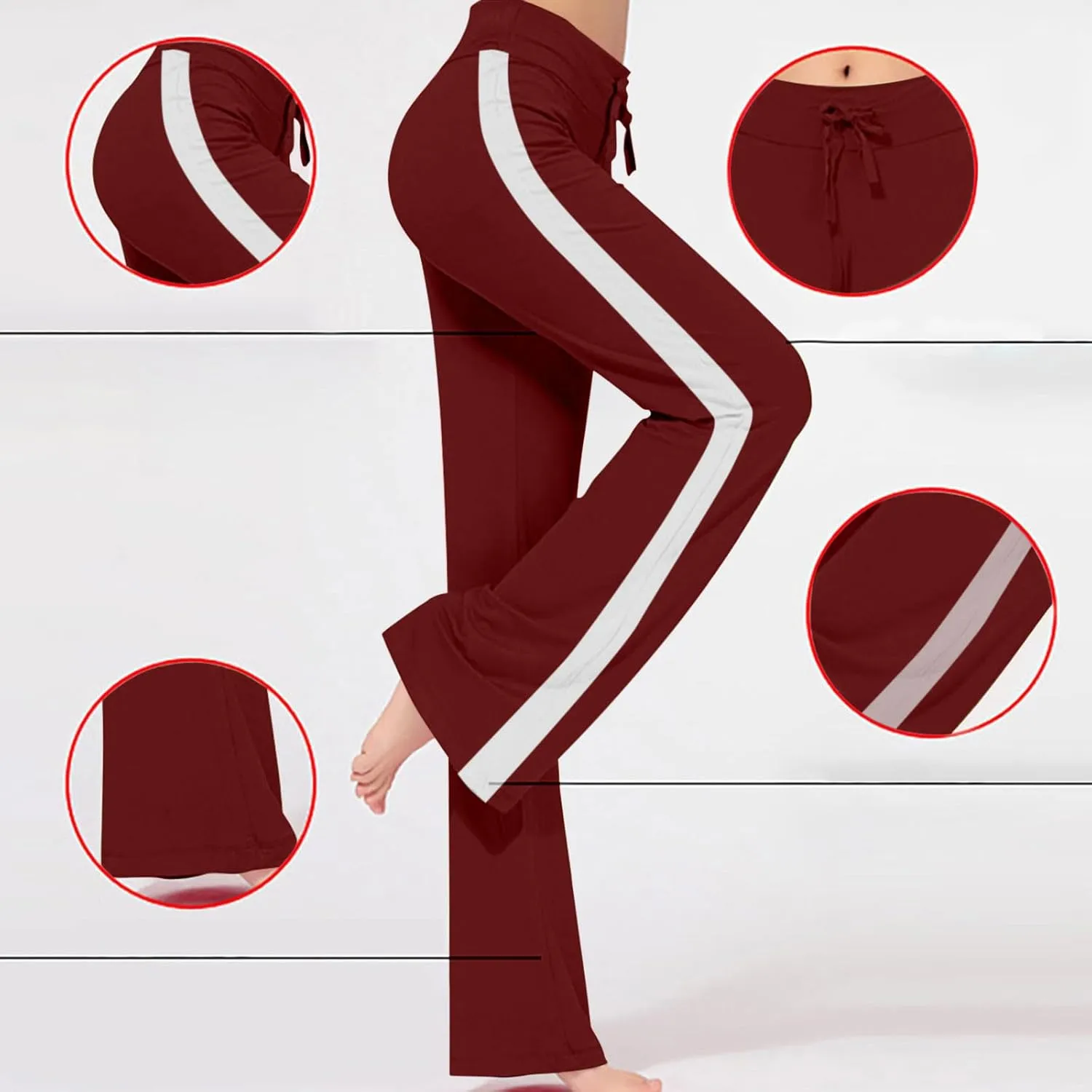 Women's Sweatpant Yoga Leggings Side Striped High Waist Stretch Slim Comfy Jogger Gym Sport Workout Pants Trousers