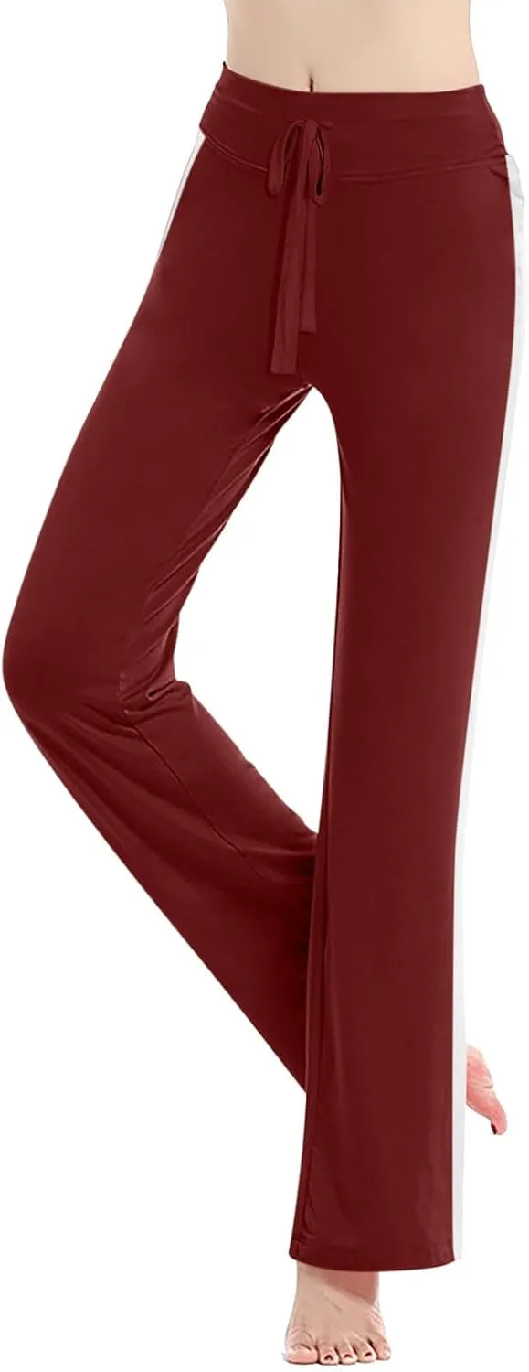 Women's Sweatpant Yoga Leggings Side Striped High Waist Stretch Slim Comfy Jogger Gym Sport Workout Pants Trousers