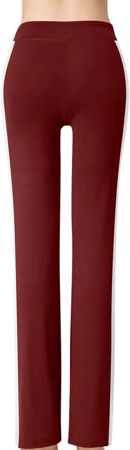 Women's Sweatpant Yoga Leggings Side Striped High Waist Stretch Slim Comfy Jogger Gym Sport Workout Pants Trousers