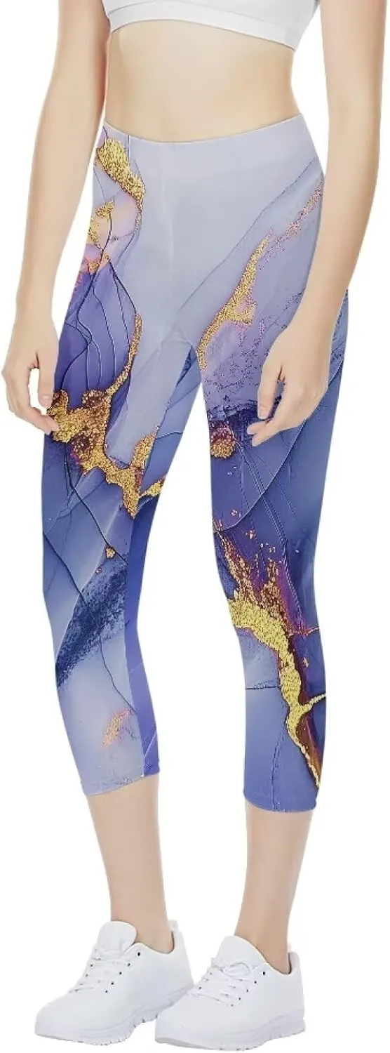 Womens Yoga Pants High Waist Stretch Workout Running Legging Tummy Control Sports Capri Pant Joggers