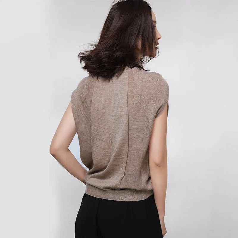 Wool Soft Elastic Sweaters and Pullovers Heap Collar Short Sleeve Summer Women Cashmere Sweater Female Brand jumpers Pullover