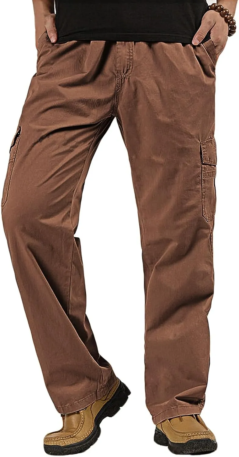 WZIKAI Mens Cargo Pants Elastic Waist Joggers for Men Workout Sweatpants Casual Long Trousers
