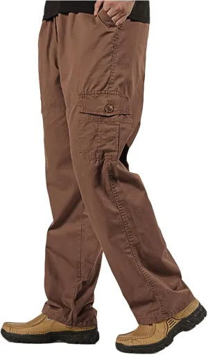 WZIKAI Mens Cargo Pants Elastic Waist Joggers for Men Workout Sweatpants Casual Long Trousers