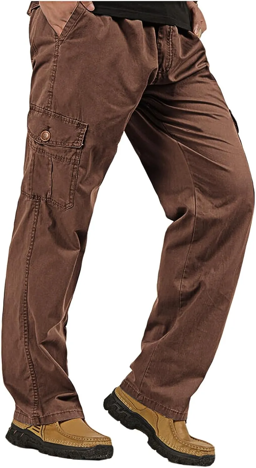 WZIKAI Mens Cargo Pants Elastic Waist Joggers for Men Workout Sweatpants Casual Long Trousers