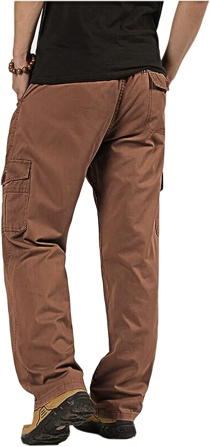 WZIKAI Mens Cargo Pants Elastic Waist Joggers for Men Workout Sweatpants Casual Long Trousers