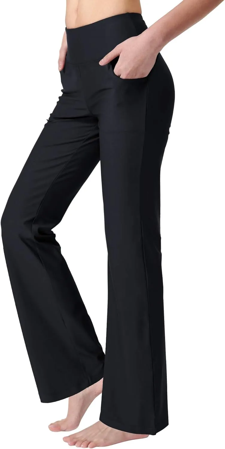 Zeronic Bootcut Yoga Pants for Women with Pockets High Waisted Workout Running Pants Tummy Control Long Bootleg Work Pants