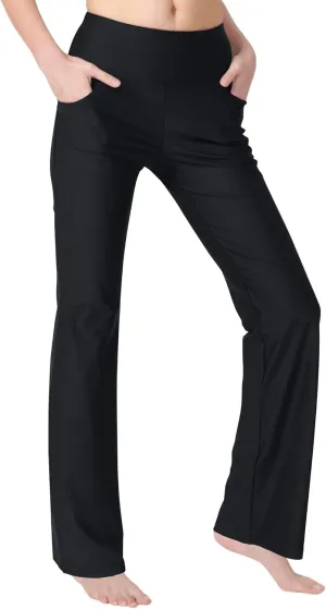 Zeronic Bootcut Yoga Pants for Women with Pockets High Waisted Workout Running Pants Tummy Control Long Bootleg Work Pants