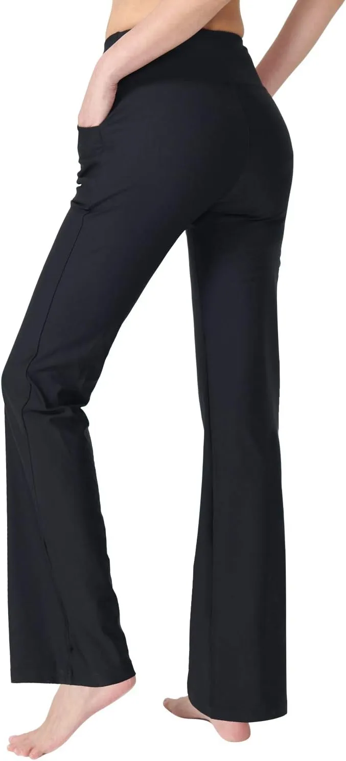 Zeronic Bootcut Yoga Pants for Women with Pockets High Waisted Workout Running Pants Tummy Control Long Bootleg Work Pants