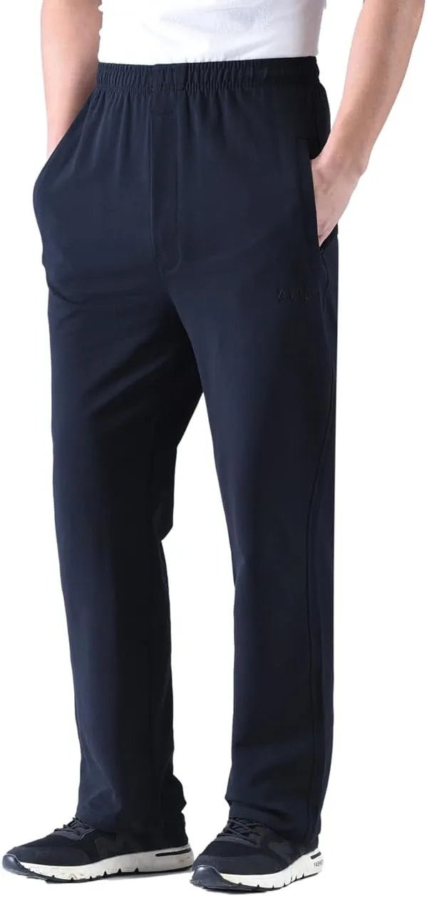 Zoulee Men's Casual Cotton Jogger Sweatpants Zipper Front Pants